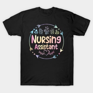 Nursing Assistant cute floral watercolor T-Shirt